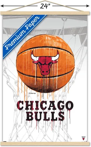 Vista 3 de Trends International NBA Chicago Bulls - Póster de pared de Drip Basketball 21, 22.375 x 34 pulgadas, paquete de impresión premium y colgador