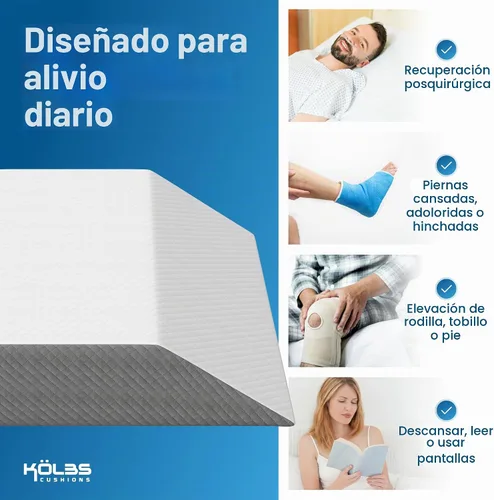 Vista 4 de Kölbs - Almohada extra ancha de elevación de pierna, elegante funda de jacquard, XL y ancha para mayor comodidad, almohada de cuña para cama
