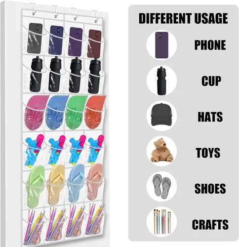 Vista 2 de Windyun Organizador grande para colgar sobre la puerta, con 24 bolsillos, para colgar zapatos, para armario, parte trasera de la puerta, baño