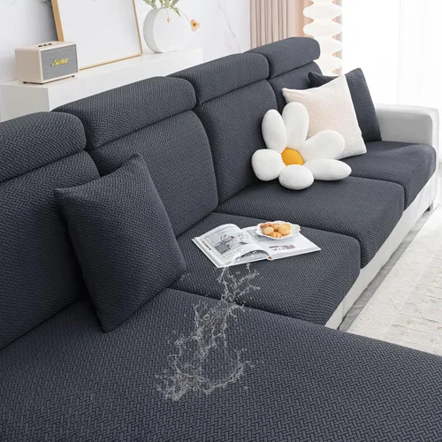 Vista 17 de Smiry - Fundas impermeables para cojines de sofá, fundas de cojín elásticas de jacquard gruesas para sofá, protector de muebles elástico lavable
