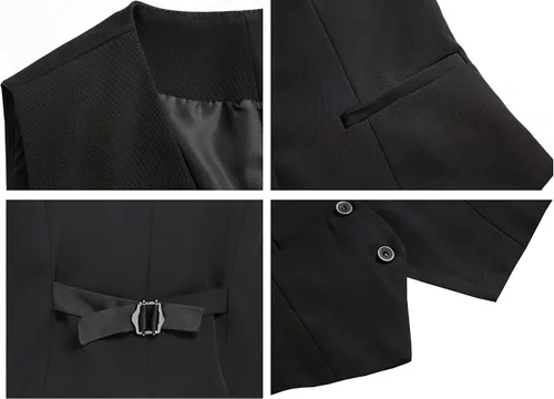 Vista 6 de Foucome Vestido formal de negocios ajustado para mujer, chaleco con botones