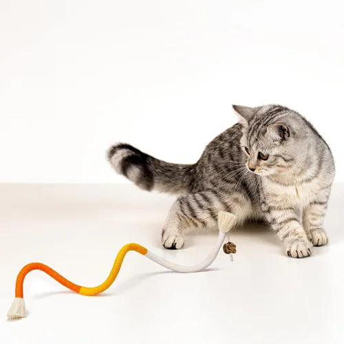 Vista 8 de Cuerda masticable para gatos, paquete de 3 cuerdas para masticar para limpieza de dientes, juguetes de dentición para gatitos con palo