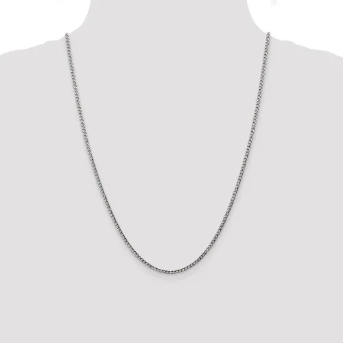 Vista 2 de Collar de cadena de eslabones cubanos de oro blanco de 14 quilates, con cierre seguro de mosquetón, Metal