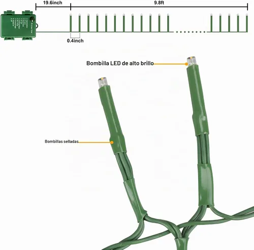 Vista 6 de 200 luces LED de Navidad en racimo, luces de cadena de Navidad tipo petardos, impermeables, 8 modos para interiores y exteriores, árbol de Navidad