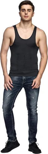 Vista 6 de Odoland Camisa adelgazante para hombre, chaleco de compresión térmica, capa base de compresión delgada, muscular, moldeadora