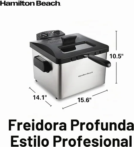 Vista 8 de Hamilton Beach - Freidora eléctrica profunda con cesta y tapa, capacidad de aceite de 4.5 litros / 19 tazas, control de temperatura, ventana