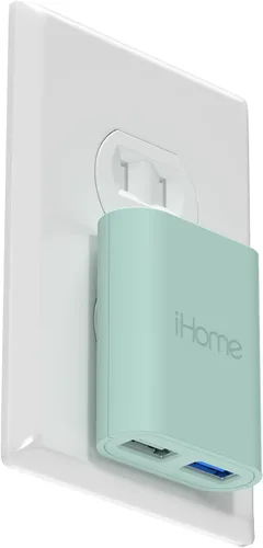 Vista 16 de iHome Cargador de pared USB delgado de 2 puertos, adaptador plano del enchufe del viaje del multipuerto Dual USB-A ports, 2.4A Rapid Charge