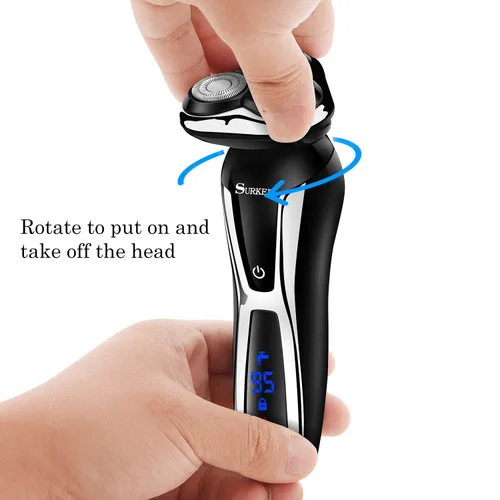 Vista 5 de SURKER Máquina de afeitar eléctrica inalámbrica para hombres, recortadora de pelo de nariz 3 en 1, kit de aseo más 1 cepillo de limpieza facial