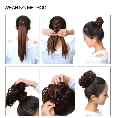Vista 5 de Extensiones de cabello sintético para mujeres y niñas (1# negro azabache)