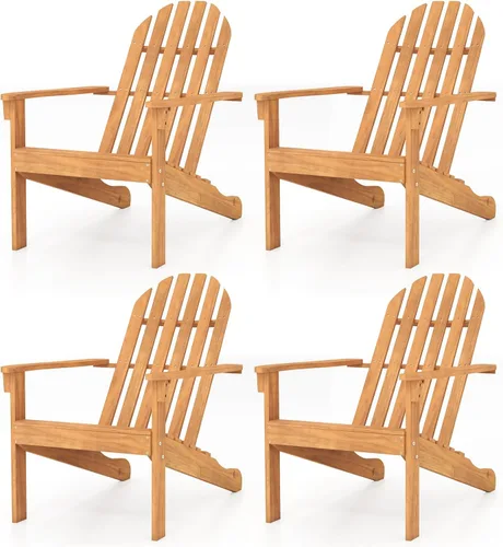 Vista 12 de Giantex Adirondack - Silla de madera de acacia para exteriores con capacidad de peso de 350 libras, sillón resistente a la intemperie para patio Gris