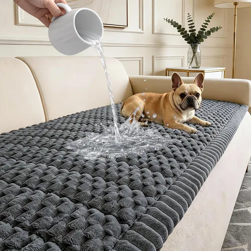 Vista 11 de Funda para sofá para perros lavable, fundas para sofá de 3 cojines no deslizantes, duraderas y peludas, funda para sofá apta para mascotas