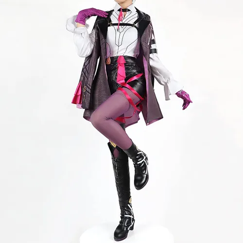 Vista 5 de UPUPCOS Honkai Star Rail Herta Negro Cosplay Vestido Traje Traje Lolita Falda Para Mujeres Y Niñas Fiesta de Halloween