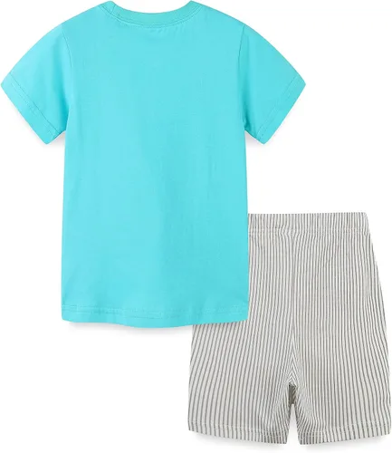 Vista 2 de Bumeex Conjunto de camiseta y pantalones cortos de algodón de manga corta para niños pequeños 1-7 años