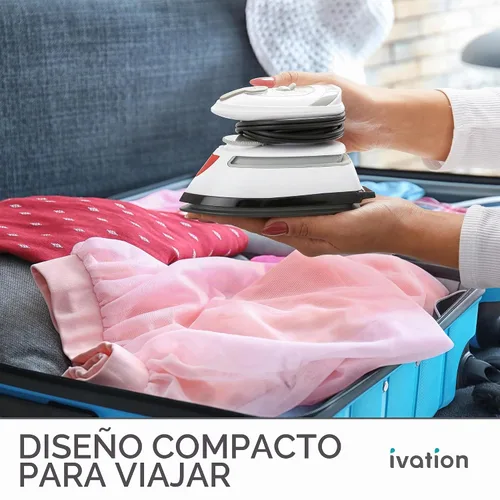 Vista 7 de Ivation Mini plancha de vapor de viaje, doble voltaje, 5 rejillas