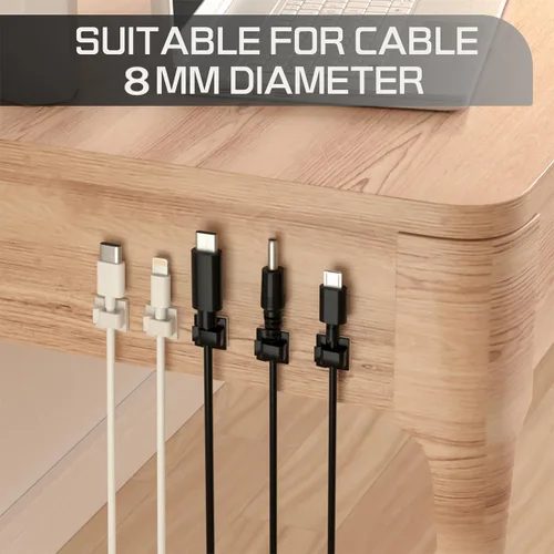 Vista 3 de KGROTE 100 unidades de clips para cables, clips adhesivos para alambre, clips fuertes para cables, soportes para cables, clips de gestión de cables