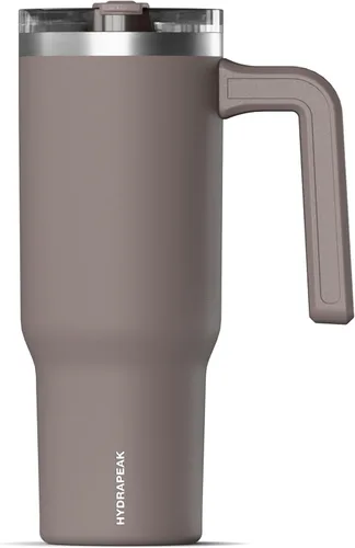 Vista 30 de Hydrapeak Voyager Vaso de 40 oz con Asa y Tapa con Pajita Botella de Agua Reutilizable de Acero Inoxidable Taza de Viaje Compatible con Portavasos