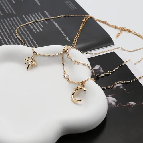 Vista 6 de Butterfly Layered Necklaces for Women, Pearl Pendant 14k Gold Plated Dainty Choker Layering Long Necklace for Women Gold