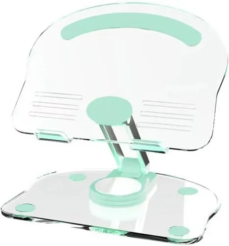 Vista 12 de XIHAMA Soporte acrílico para tableta con base giratoria de 360°, soporte plegable ajustable transparente para iPad de escritorio para iPad/Pro/Air