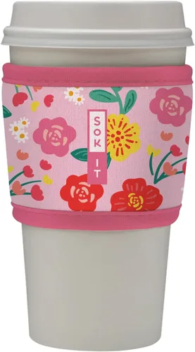 Vista 181 de Sok It HotSok Coffee & Tea - Funda de neopreno con aislamiento reutilizable (floral abstracto)