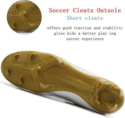 Vista 5 de OAOUIA Tacos de fútbol para hombre, zapatos de fútbol para jóvenes al aire libre, interiores y niños, zapatos de fútbol para correr en tierra firme