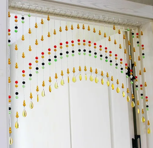 Vista 9 de Cortinas de Cuentas de Cristal Colgantes para Puerta, Cenefa Autoadhesiva para Entradas, Cristales para Ventanas Arqueadas, Cortina Divisoria
