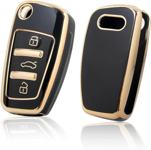 Vista 19 de Xotic Tech - Funda protectora de TPU con 3 botones de protección completa para llave sin llave, control remoto, con llavero compatible con Audi A3