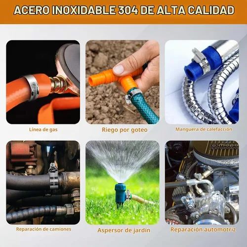 Vista 6 de Abrazadera de manguera de servicio pesado - 14 piezas, Tamaño #4, abrazaderas de manguera de engranaje helicoidal ajustables de 3/8 a 5/8 pulgadas