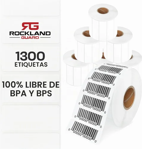 Vista 8 de Rockland Guard Etiquetas térmicas directas de 3 x 1 pulgada (1,300/rollo) - Etiquetas de código de barras FNSKU de Logística de Amazon, etiquetas