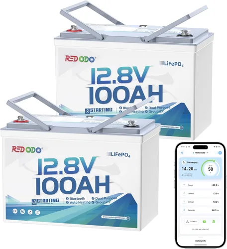 Vista 20 de Redodo - Batería de ciclos profundos LiFePO4 de 12 V y 100 Ah