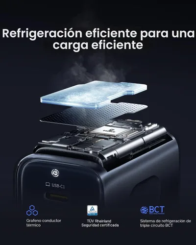 Vista 6 de Baseus PICOGO Cargador USB C de 67W, el Bloque de Carga Rápida de 3 Puertos Más Pequeño con Enchufe Plegable, PD/PPS para MacBook Air/Pro, iPhone