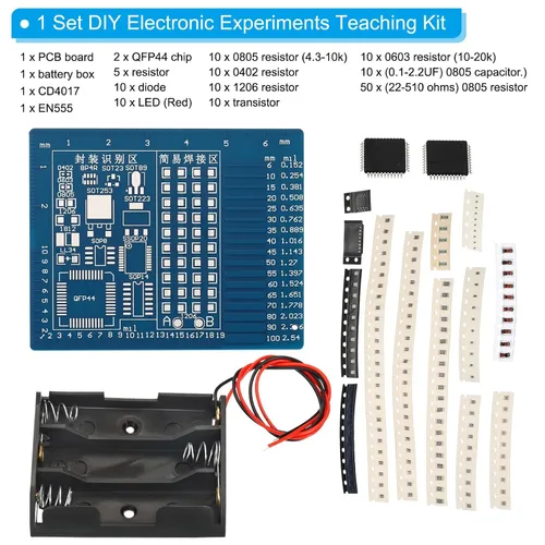Vista 3 de PATIKIL Junta de práctica de soldadura, 1 juego de electrónica kit prototipo placa PCB DIY circuito de soldadura SMT/SMD LED luz intermitente