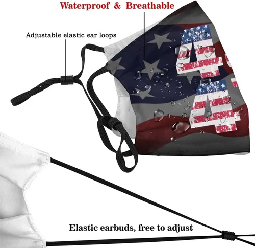 Vista 6 de 45 47 Trump 2024 - Máscara facial lavable, reutilizable, transpirable, con 2 filtros