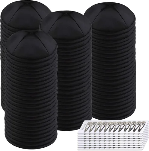 Vista 105 de Zion Judaica Deluxe Satin Kippah Yarmulkes para niños, adolescentes y adultos, 6.25 pulgadas, opciones multicolores, diseño de 4 paneles Negro