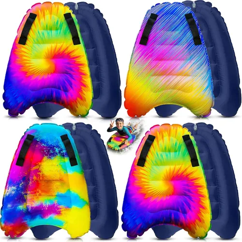 Vista 8 de JAMBO Tabla de surf inflable con asas, tabla de boogie para playa, tabla de surf flotante, flotadores de piscina, juguete de playa para niños