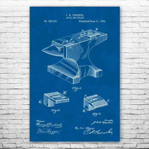 Vista 5 de Póster de Anvil de herrero de la Tierra de patente, regalo de herrero, arte de trabajo de metal, trabajador de hierro, regalos de joyería, profesor