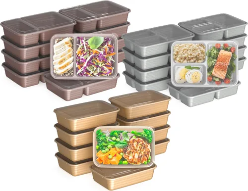 Vista 9 de Bentgo Prep Kit de preparación de comidas de 60 piezas, recipientes de alimentos reutilizables PFAS y sin BPA, 1 compartimento, 2 compartimentos y 3