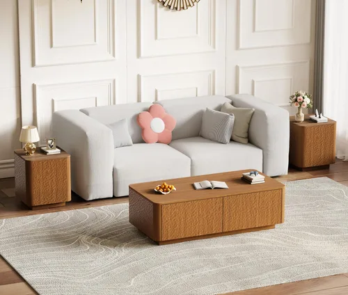 Vista 44 de Mesa auxiliar de madera, 39.37 pulgadas, cuadrada de mediados de siglo, mesa central de madera moderna de madera de fibropanel de densidad media
