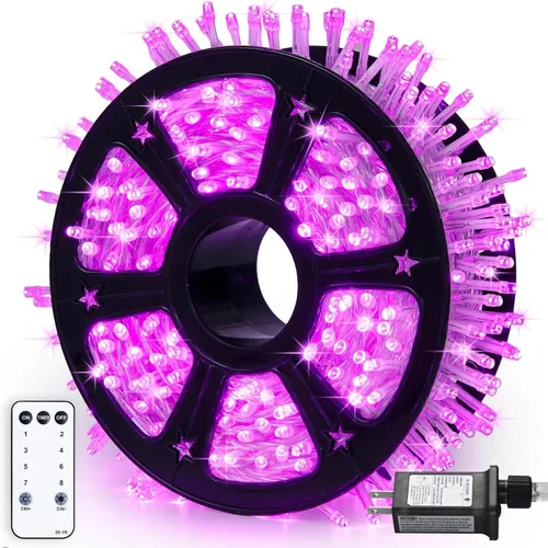 Vista 62 de JMEXSUSS - Tira de 100 luces led para interiores, 8 modos, enchufables, parpadeantes, 33 pies, luces navideñas para exteriores, a prueba de agua