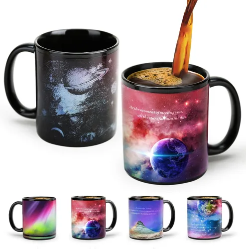Vista 14 de Regalos de Astronomía Taza de Café con Tapa, 12 Regalos del Espacio de Constelaciones para Hombres y Mujeres, Taza de Cerámica con Tema de Planeta