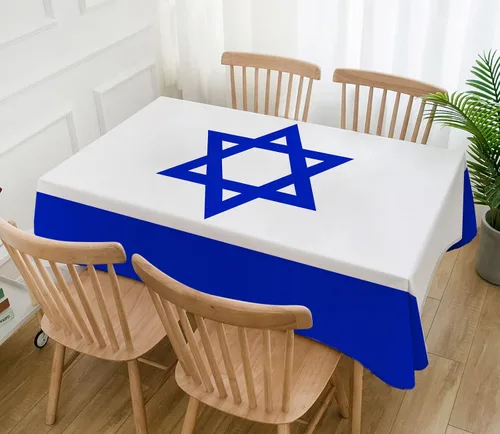 Vista 2 de Hafangry Mantel de bandera de Israel, decoración del Día de la Independencia de Israel, festival judío, cocina, comedor, decoración del hogar, 60 x