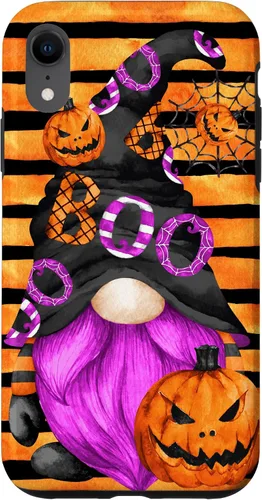 Vista 24 de iPhone 16 Halloween Gnome With Purple Beard Women Pumpkin Witchy Boo Case