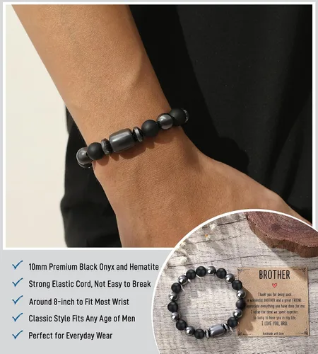 Vista 5 de Pulseras hechas a mano para hombres, regalos geniales para él, novio, marido, papá, hijo, abuelo, nieto, hermano, relleno de calcetines de Navidad