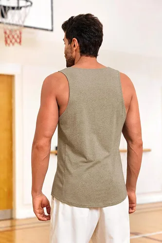 Vista 6 de ZIWOCH Camiseta sin mangas de algodón para hombre, para entrenamiento, culturismo