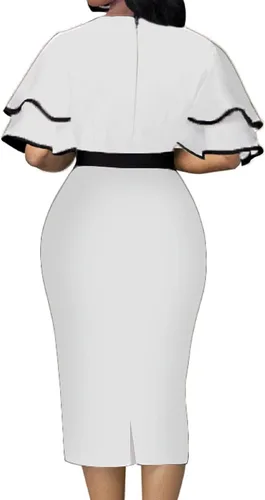 Vista 3 de Xinlees Elegante vestido de lápiz para mujer, vestido casual por debajo de la rodilla, vestido sexy de negocios