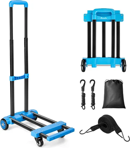 Vista 10 de KEDSUM Carrito de equipaje plegable para viajes y aeropuerto, carretilla de mano plegable de 290 libras con placa base expandible, carrito portátil