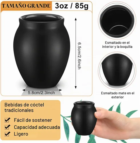 Vista 2 de Gejoy 24 vasos de arcilla mexicana Cantaritos de Barro de 3 onzas, hechos a mano para tequila, mezcal, margarita, mojito, martes de tacos, Cinco