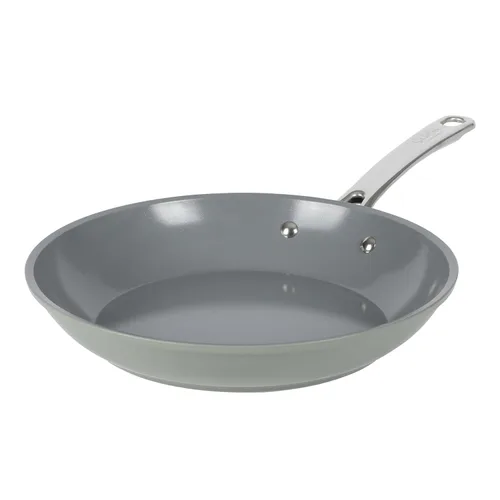 Vista 7 de Sur La Table Kitchen Essentials - Sartén de 8 pulgadas, sin PFA, de cerámica, de titanio, antiadherente, de aluminio forjado, color verde