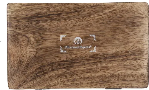 Vista 7 de DharmaObjects Caja de almacenamiento de madera tallada a mano con flores de la vida (natural, grande)