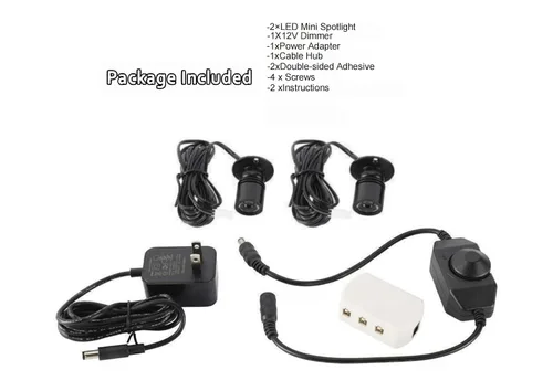Vista 6 de Mini focos LED regulables de 12V para exhibición – Luz diurna de 1.5W 6500K, focos pequeños para exhibiciones con regulador de intensidad, negro