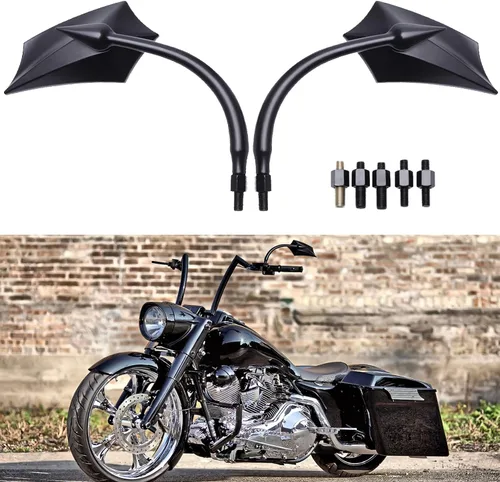 Vista 3 de Espejos Universales para Motocicleta, Espejo de Doble Toma con Rosca M8 M10 Compatible con Sportster 883, Bicicleta de Calle, Moto de Cross, Crucero